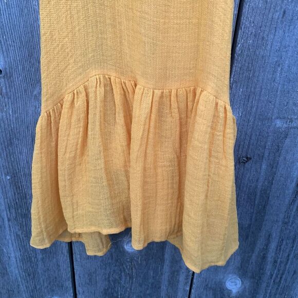 LISA MARIE FERNANDEZ Dress Sz 0 Orange Gauze Square Neck Mini Ruffled Spaghetti - Picture 8 of 13
